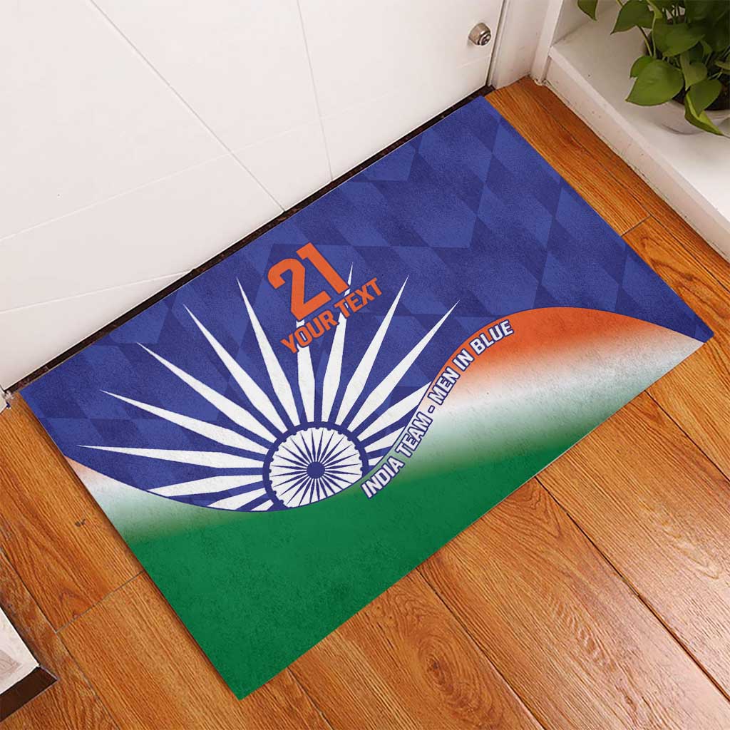 India Cricket Custom Rubber Doormat Ashoka Chakra with Flag Style