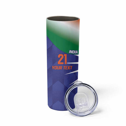 India Cricket Custom Skinny Tumbler Ashoka Chakra with Flag Style