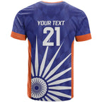 India Cricket Custom T Shirt Ashoka Chakra with Flag Style