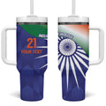 India Cricket Custom Tumbler With Handle Ashoka Chakra with Flag Style