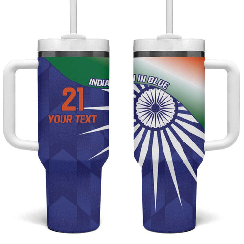 India Cricket Custom Tumbler With Handle Ashoka Chakra with Flag Style