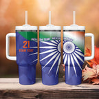 India Cricket Custom Tumbler With Handle Ashoka Chakra with Flag Style