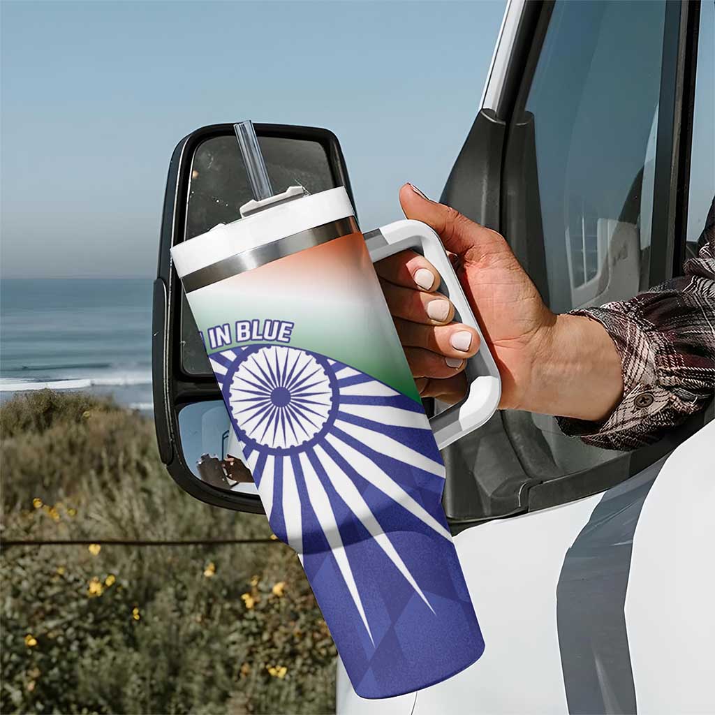 India Cricket Custom Tumbler With Handle Ashoka Chakra with Flag Style