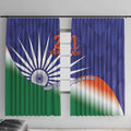India Cricket Custom Window Curtain Ashoka Chakra with Flag Style