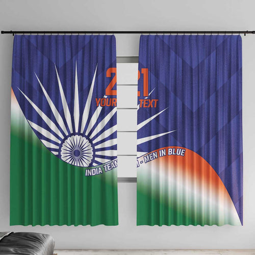 India Cricket Custom Window Curtain Ashoka Chakra with Flag Style