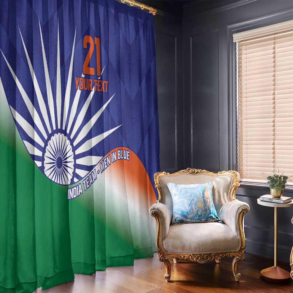 India Cricket Custom Window Curtain Ashoka Chakra with Flag Style