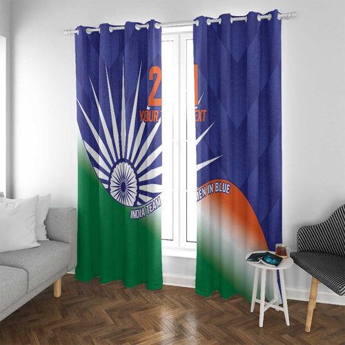 India Cricket Custom Window Curtain Ashoka Chakra with Flag Style