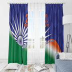 India Cricket Custom Window Curtain Ashoka Chakra with Flag Style