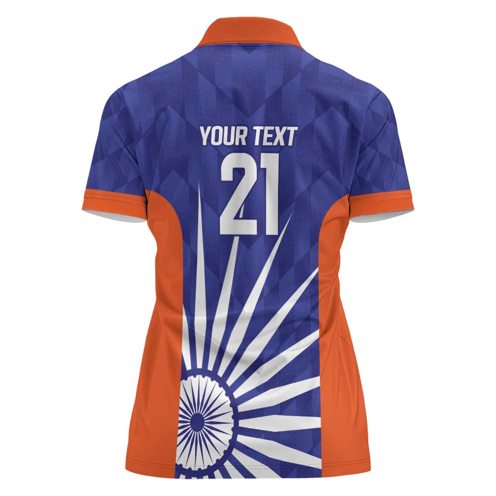 India Cricket Custom Women Polo Shirt Ashoka Chakra with Flag Style