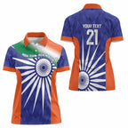 India Cricket Custom Women Polo Shirt Ashoka Chakra with Flag Style