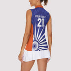 India Cricket Custom Women Sleeveless Polo Shirt Ashoka Chakra with Flag Style