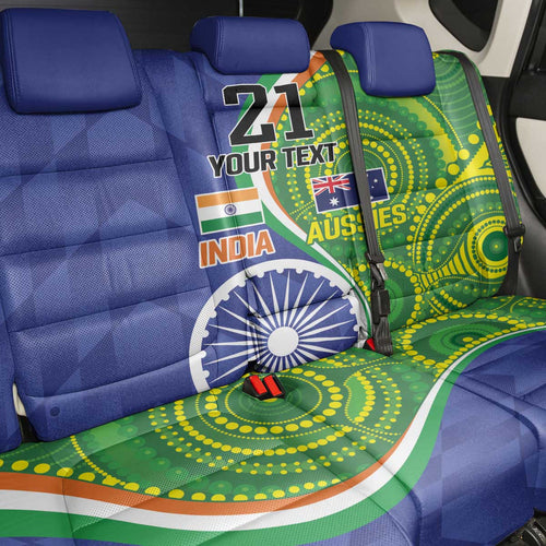 India Vs Australian Cricket Custom Back Car Seat Cover Ashoka Chakra and Aboriginal Together