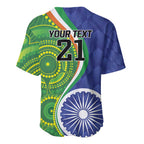 India Vs Australian Cricket Custom Baseball Jersey Ashoka Chakra and Aboriginal Together