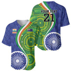 India Vs Australian Cricket Custom Baseball Jersey Ashoka Chakra and Aboriginal Together