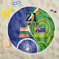 India Vs Australian Cricket Custom Beach Blanket Ashoka Chakra and Aboriginal Together