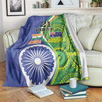 India Vs Australian Cricket Custom Blanket Ashoka Chakra and Aboriginal Together