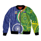 India Vs Australian Cricket Custom Bomber Jacket Ashoka Chakra and Aboriginal Together