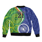 India Vs Australian Cricket Custom Bomber Jacket Ashoka Chakra and Aboriginal Together
