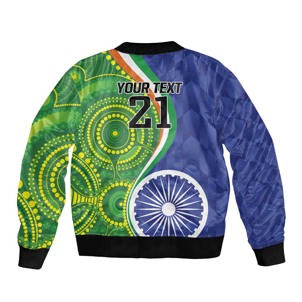 India Vs Australian Cricket Custom Bomber Jacket Ashoka Chakra and Aboriginal Together