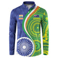 India Vs Australian Cricket Custom Button Sweatshirt Ashoka Chakra and Aboriginal Together