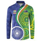 India Vs Australian Cricket Custom Button Sweatshirt Ashoka Chakra and Aboriginal Together