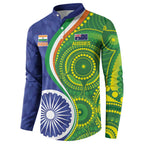 India Vs Australian Cricket Custom Button Sweatshirt Ashoka Chakra and Aboriginal Together