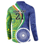India Vs Australian Cricket Custom Button Sweatshirt Ashoka Chakra and Aboriginal Together