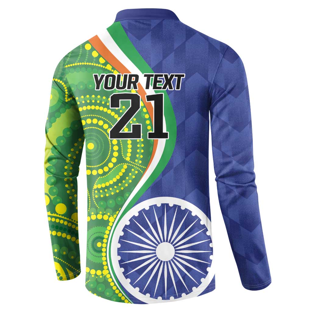 India Vs Australian Cricket Custom Button Sweatshirt Ashoka Chakra and Aboriginal Together