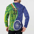 India Vs Australian Cricket Custom Button Sweatshirt Ashoka Chakra and Aboriginal Together