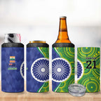 India Vs Australian Cricket Custom 4 in 1 Can Cooler Tumbler Ashoka Chakra and Aboriginal Together