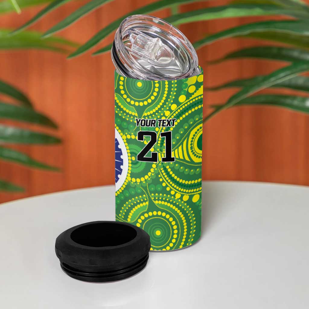 India Vs Australian Cricket Custom 4 in 1 Can Cooler Tumbler Ashoka Chakra and Aboriginal Together