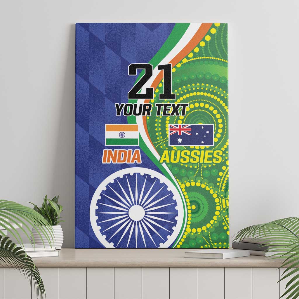 India Vs Australian Cricket Custom Canvas Wall Art Ashoka Chakra and Aboriginal Together