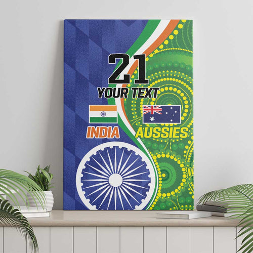 India Vs Australian Cricket Custom Canvas Wall Art Ashoka Chakra and Aboriginal Together