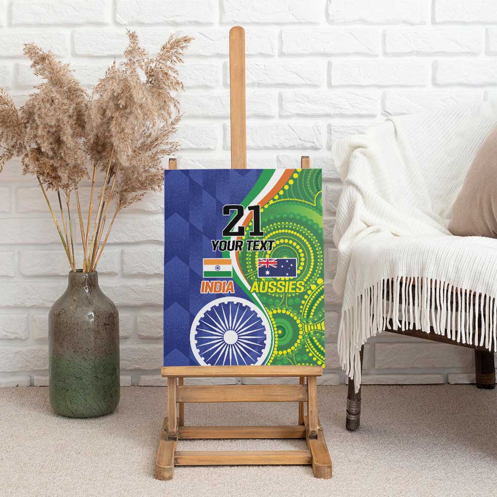 India Vs Australian Cricket Custom Canvas Wall Art Ashoka Chakra and Aboriginal Together