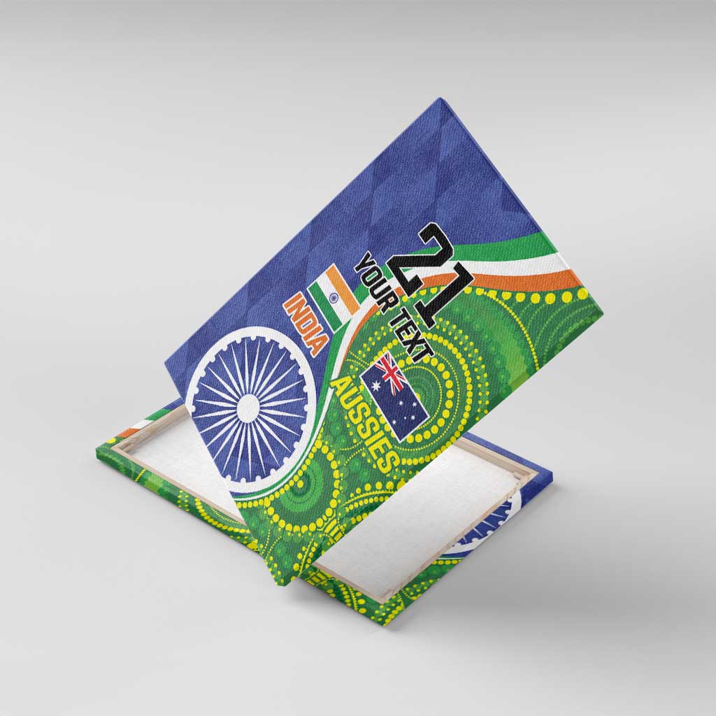 India Vs Australian Cricket Custom Canvas Wall Art Ashoka Chakra and Aboriginal Together
