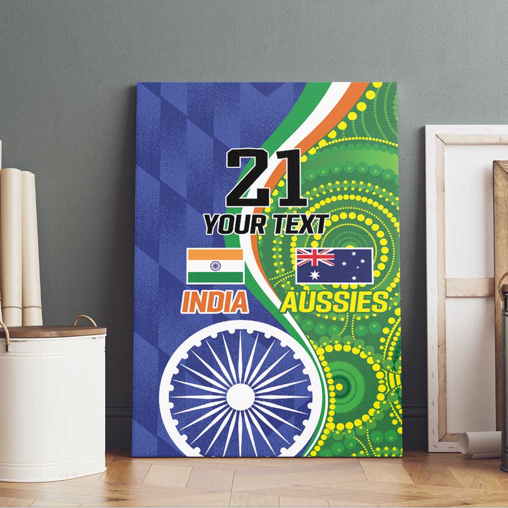 India Vs Australian Cricket Custom Canvas Wall Art Ashoka Chakra and Aboriginal Together