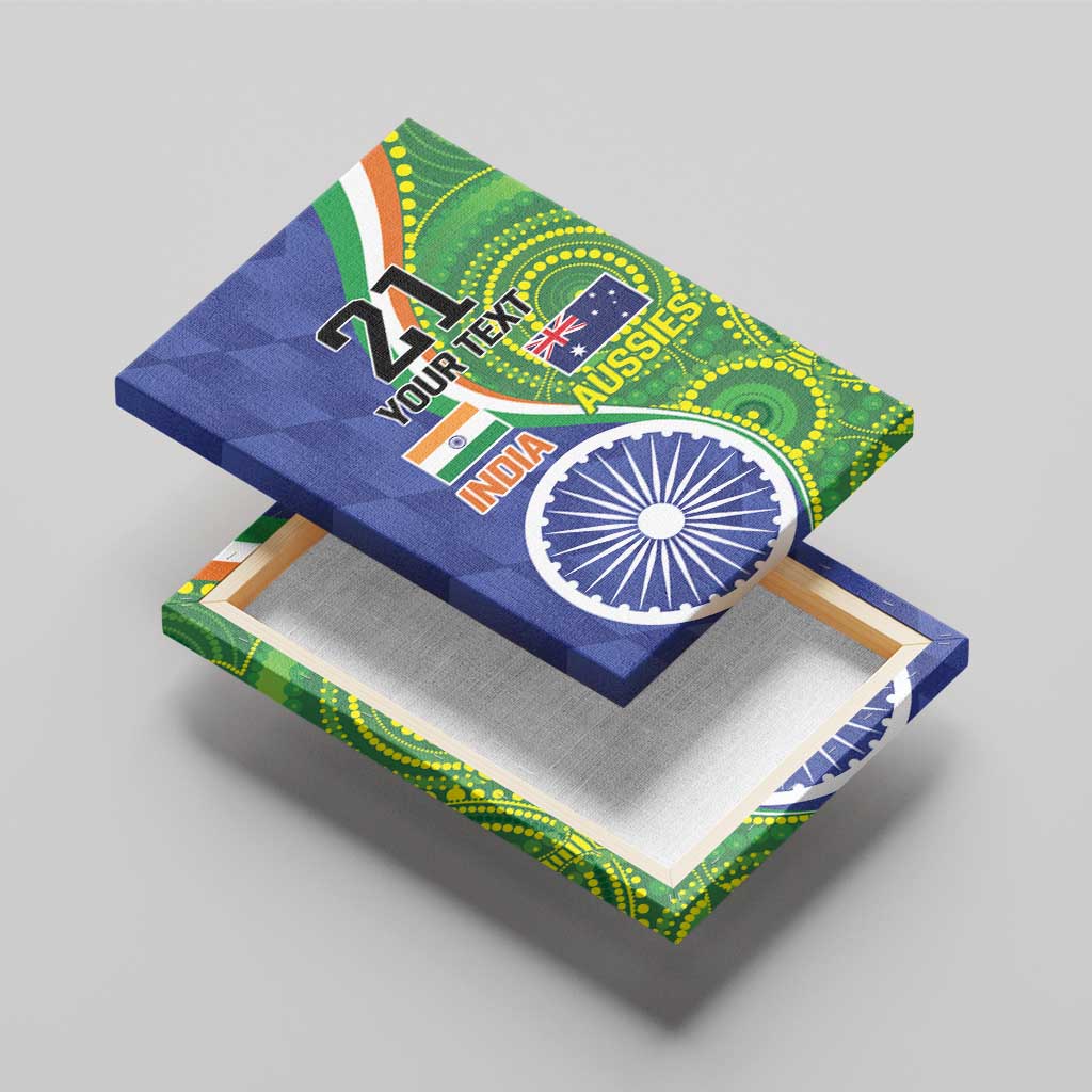 India Vs Australian Cricket Custom Canvas Wall Art Ashoka Chakra and Aboriginal Together