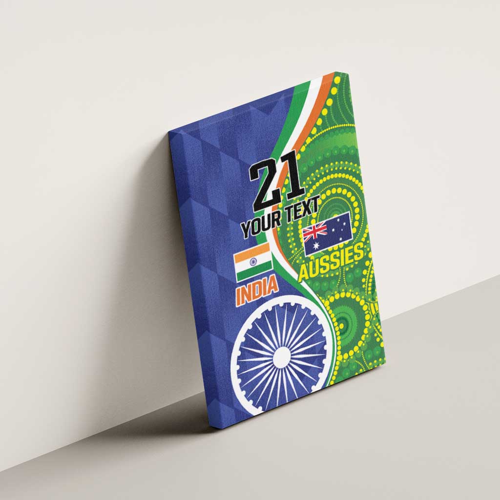 India Vs Australian Cricket Custom Canvas Wall Art Ashoka Chakra and Aboriginal Together