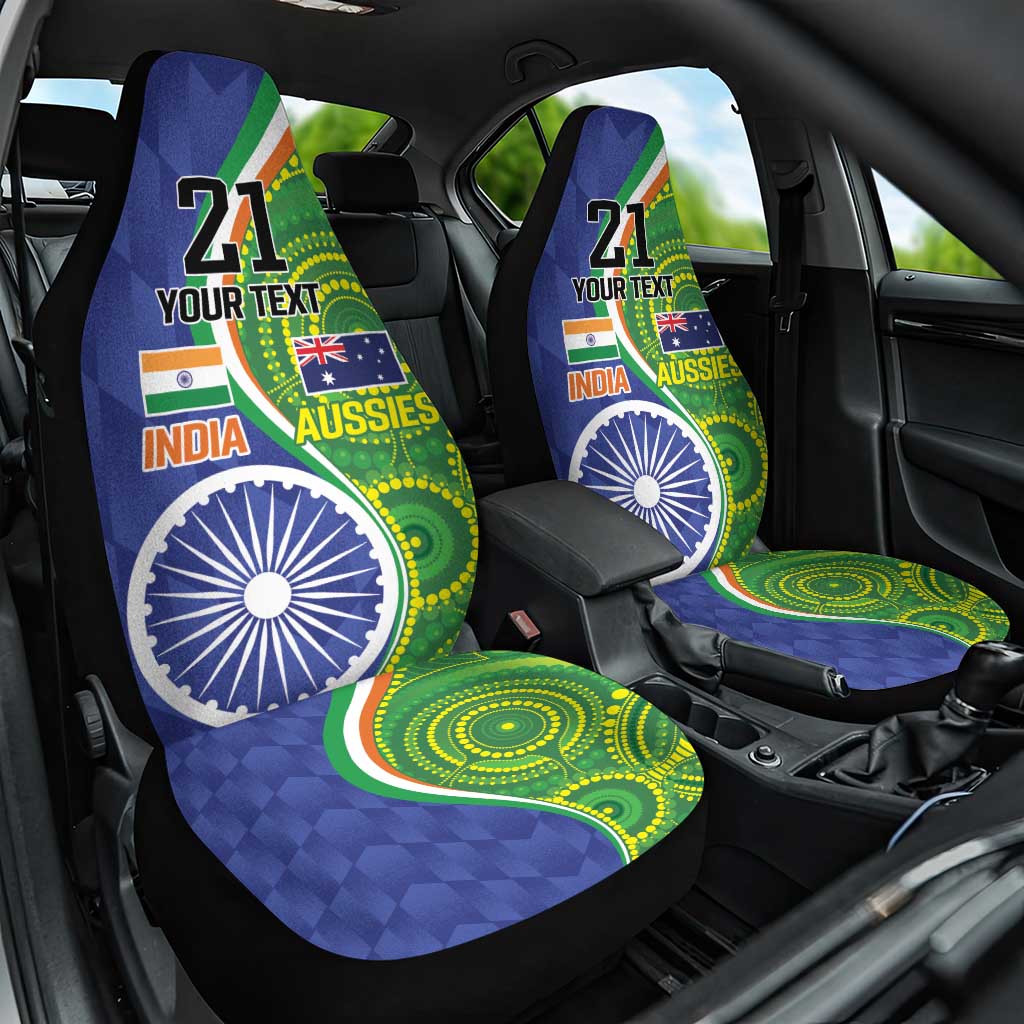 India Vs Australian Cricket Custom Car Seat Cover Ashoka Chakra and Aboriginal Together