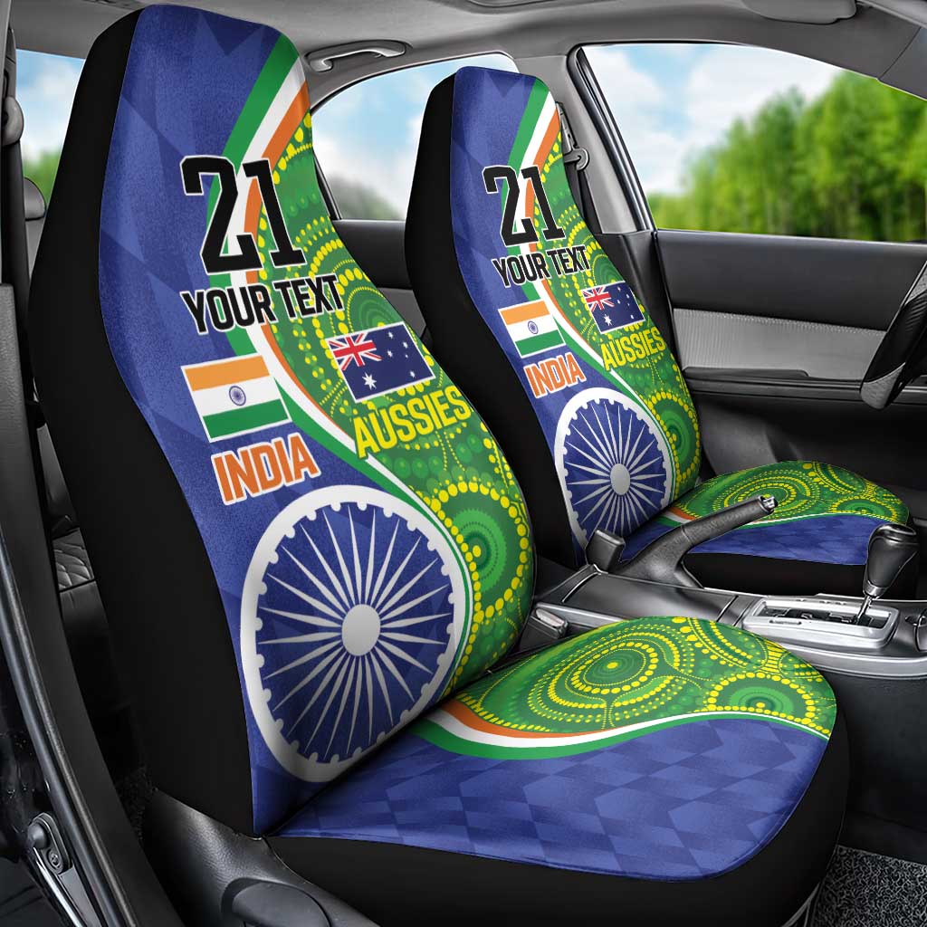 India Vs Australian Cricket Custom Car Seat Cover Ashoka Chakra and Aboriginal Together