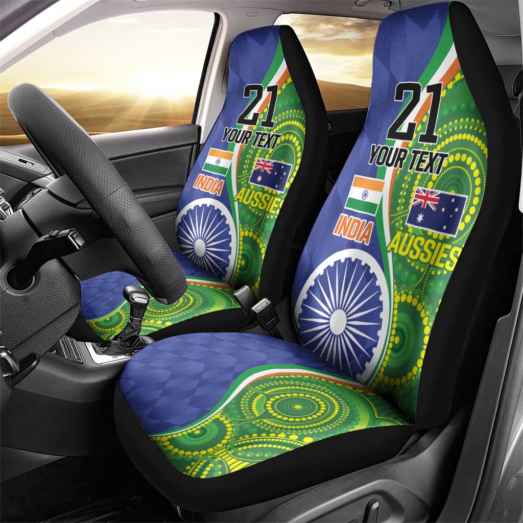 India Vs Australian Cricket Custom Car Seat Cover Ashoka Chakra and Aboriginal Together