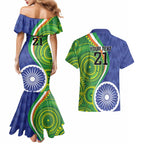 India Vs Australian Cricket Custom Couples Matching Mermaid Dress and Hawaiian Shirt Ashoka Chakra and Aboriginal Together