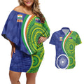 India Vs Australian Cricket Custom Couples Matching Off Shoulder Short Dress and Hawaiian Shirt Ashoka Chakra and Aboriginal Together