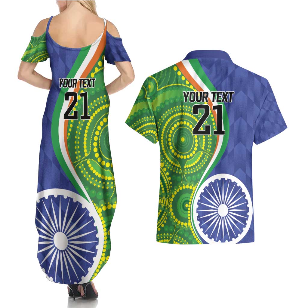 India Vs Australian Cricket Custom Couples Matching Summer Maxi Dress and Hawaiian Shirt Ashoka Chakra and Aboriginal Together