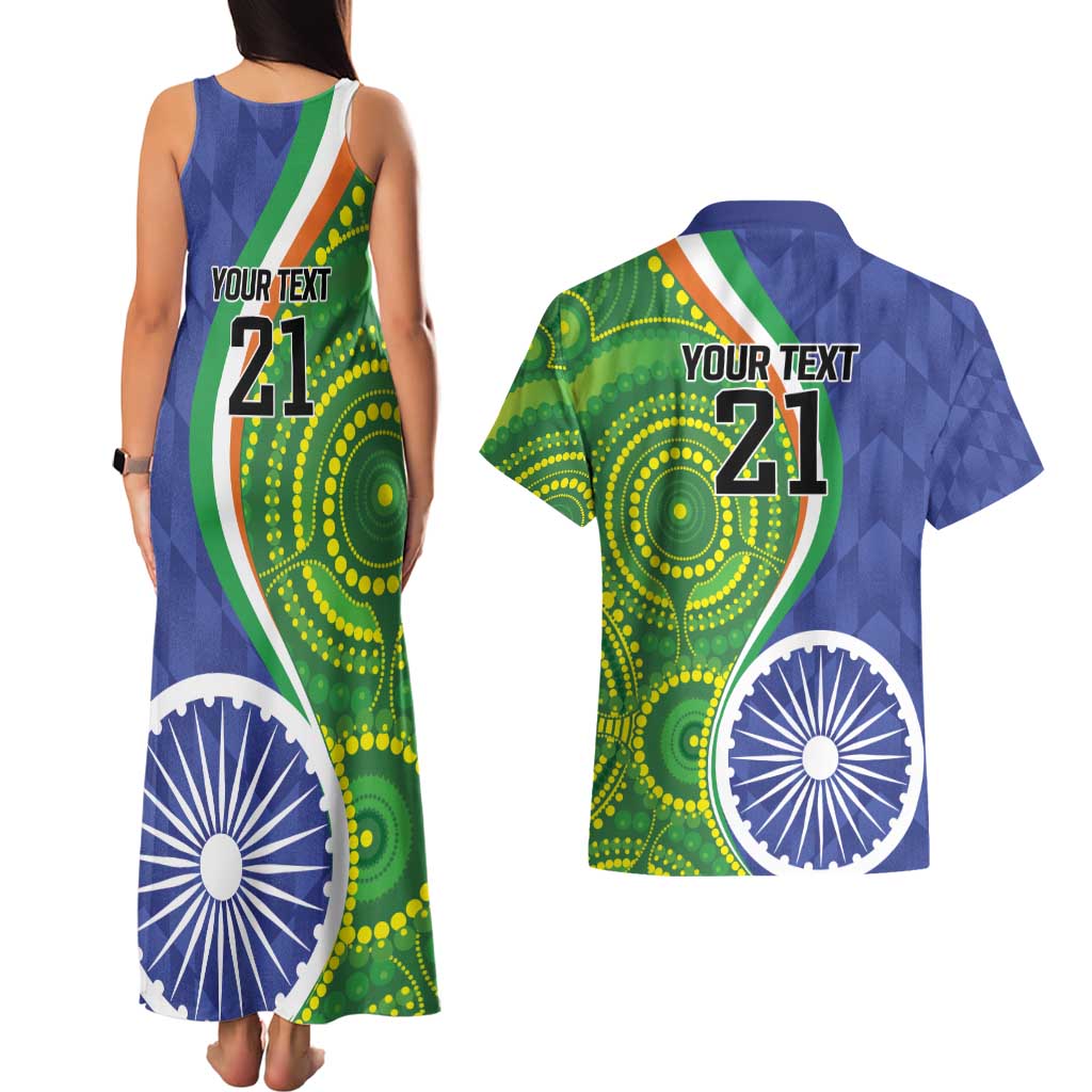 India Vs Australian Cricket Custom Couples Matching Tank Maxi Dress and Hawaiian Shirt Ashoka Chakra and Aboriginal Together