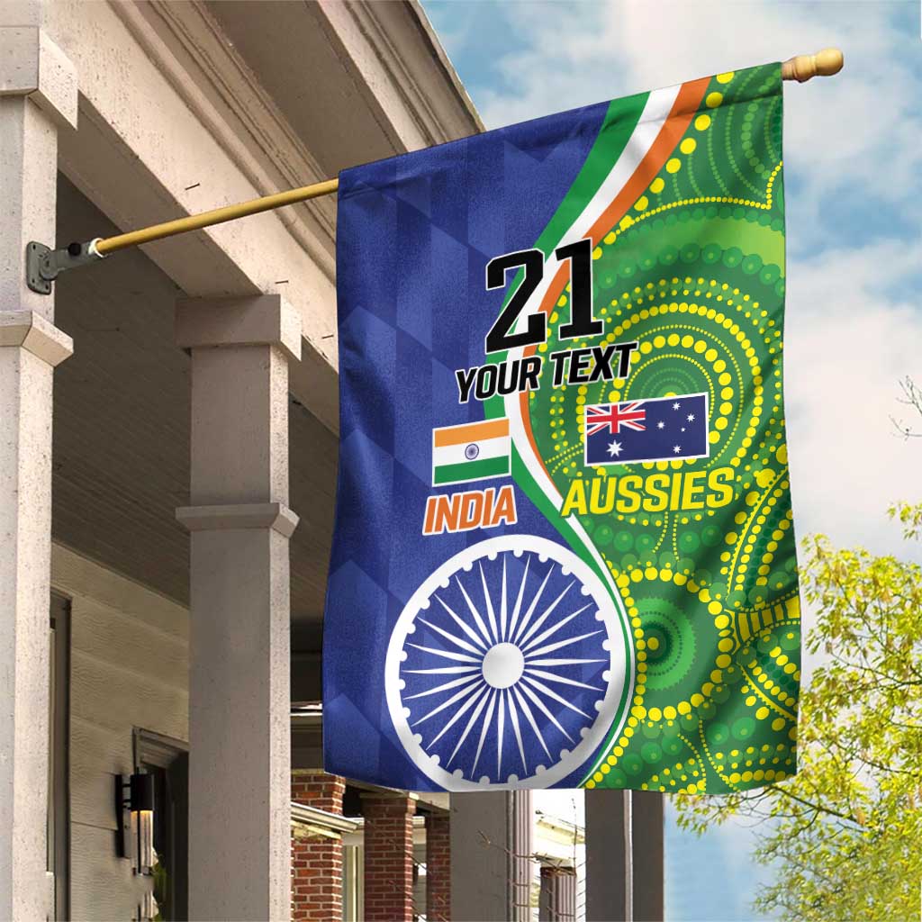 India Vs Australian Cricket Custom Garden Flag Ashoka Chakra and Aboriginal Together