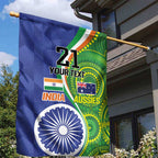 India Vs Australian Cricket Custom Garden Flag Ashoka Chakra and Aboriginal Together