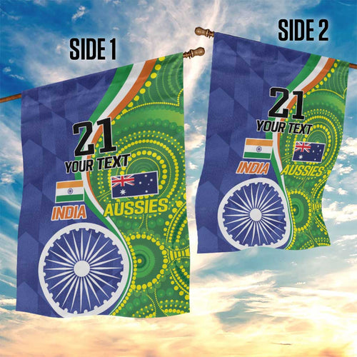 India Vs Australian Cricket Custom Garden Flag Ashoka Chakra and Aboriginal Together