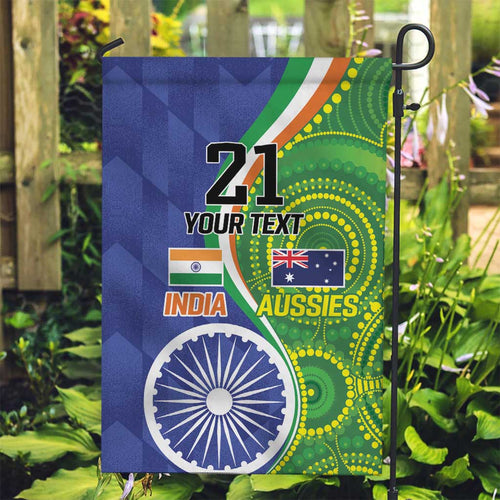 India Vs Australian Cricket Custom Garden Flag Ashoka Chakra and Aboriginal Together