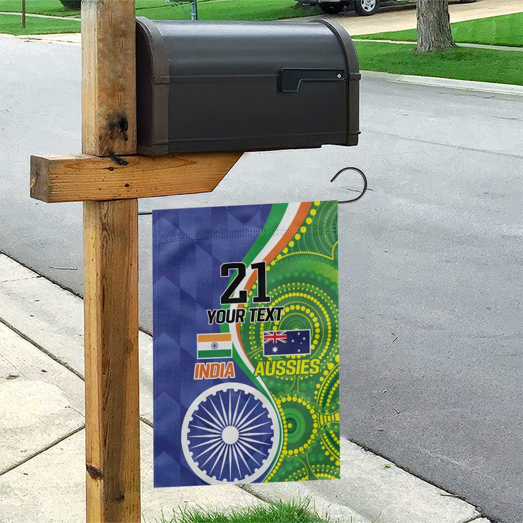 India Vs Australian Cricket Custom Garden Flag Ashoka Chakra and Aboriginal Together
